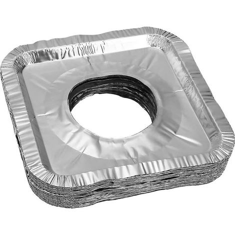 Protège-brûleurs en aluminium carrés 50 pièces pour plaque de cuisson à gaz, couvre-foyers jetables renforcés, 8,7 x 8,7 pouces, protections anti-taches pour cuisinière (1/5)