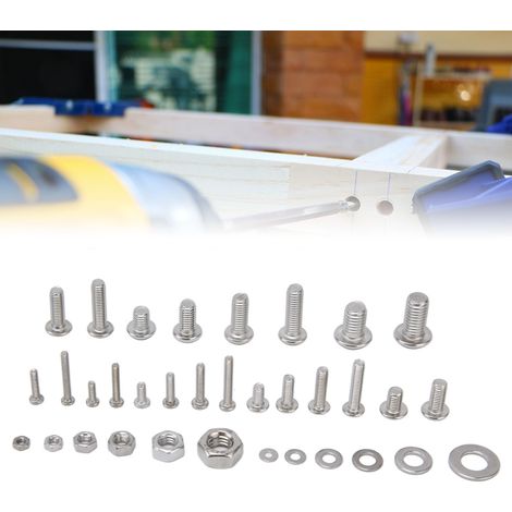 Kit de vis à tête creuse, rondelles et écrous M2,5, M3, M4, M5, M6 et M8 (1/5)