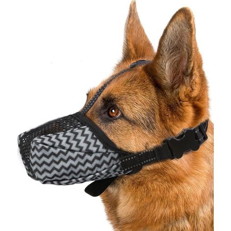 Breathable Dog Muzzle with Chevron Design Size XL Adjustable Protection Safety Walking Training (1/5)