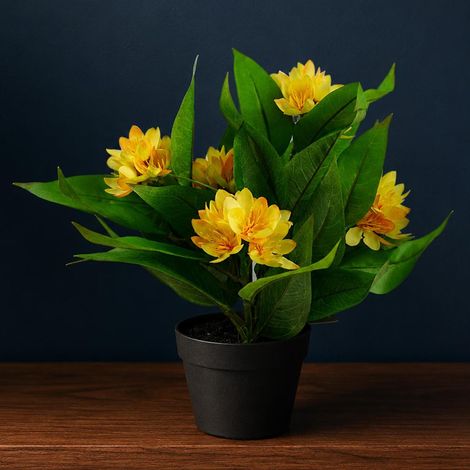 18cm Artificial Freesia Plant Yellow Flowering Premium (1/5)
