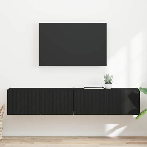 Meuble TV mural 2 pcs-Banc TV-Meuble Télé Noir 60 x 31 x 29.5 cm Bois d'ingénierie 627638 (1/5)