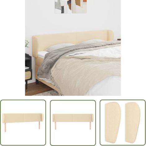 The Living Store Tête de lit avec oreilles Crème 183x23x78/88 cm Tissu - Tête De Lit - Têtière De Lit - Literie - Meuble De Chambre - Décoration Chambre (1/5)