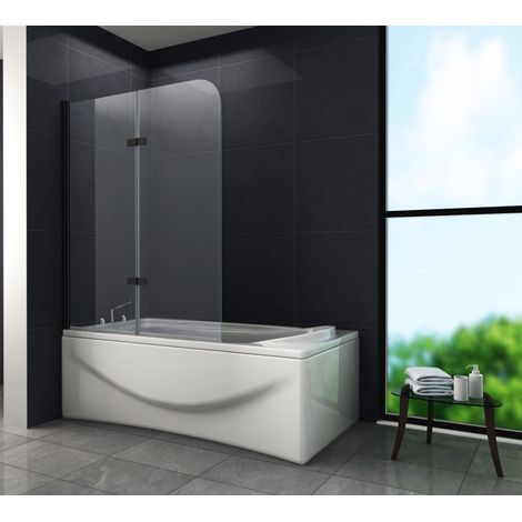 Duschtrennwand BREASE - schwarz 100 x 140 (Badewanne) (1/4)