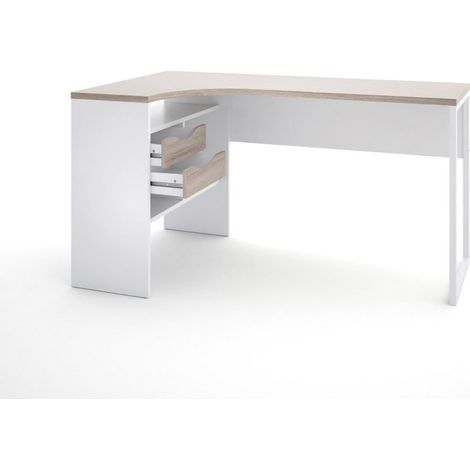 Fula Schreibtisch 2 Schuladen weiss und trüffelfarben.