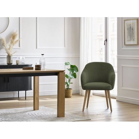 BOBOCHIC - Lot de chaises SOPHIE tissu velours côtelé et pieds scandinaves bois Vert (1/5)