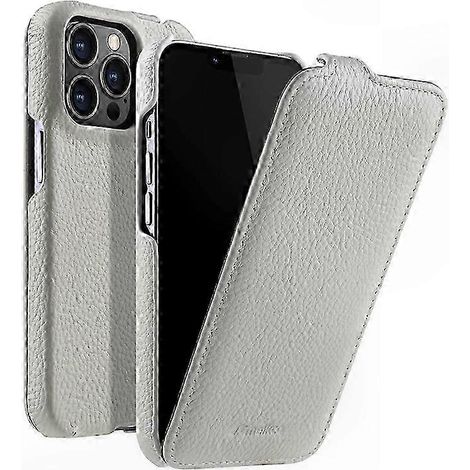 Vertikal klappbare Schutzhülle aus echtem Rindsleder für iPhone 12 Pro, Schutzhülle mit Litschi-Textur, robust und elegant (1/5)