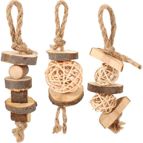 Jouets à mâcher pour hamsters (lot de 3) - Jouet à mâcher pour chinchillas et lapins - Soin des dents - Jouet pour molaires (1/5)