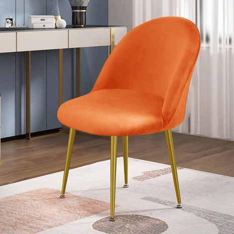 Housse de Chaise Salle à Manger Scandinave Extensible en Velours Housse Chaise Dossier Arrondi Elastique Couverture de Chaise Scandinave pour Maison Mariage Hôtel 2 Pièces Orange (1/5)