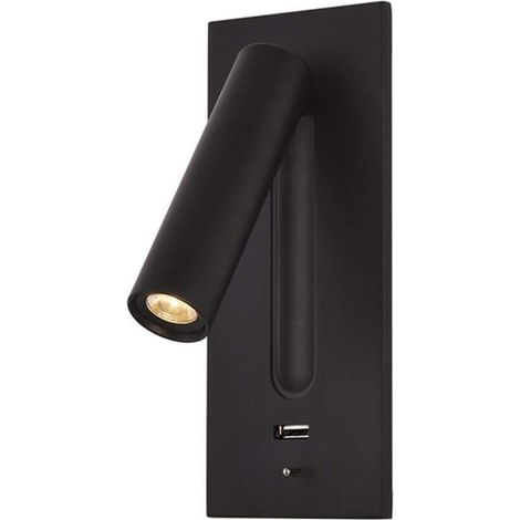 Rotation de la lampe de protection des yeux lampe murale tête de lit lecture USB noir (1/5)