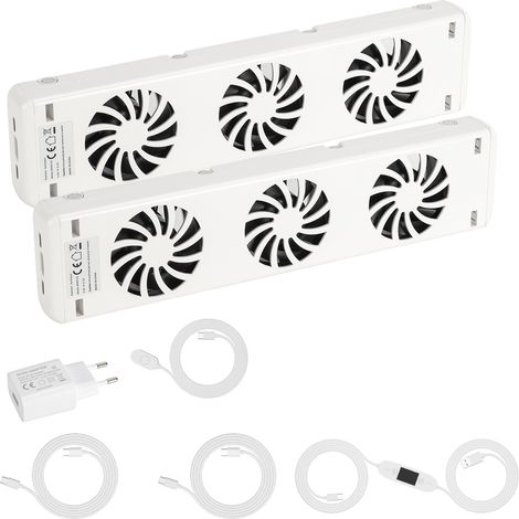 TolleTour Radiatorventilator 3-fach, 2er-Set, Temperatursteuerung, für ≤100 cm (1/5)