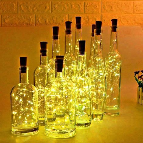Kolpop Flaschenlichterkette 2m 20 LED – Batteriebetriebene Korken-Lichterkette Warmweiß Für Flaschen, Ideal Für Party, Hochzeit, Weihnachten & Dekoration