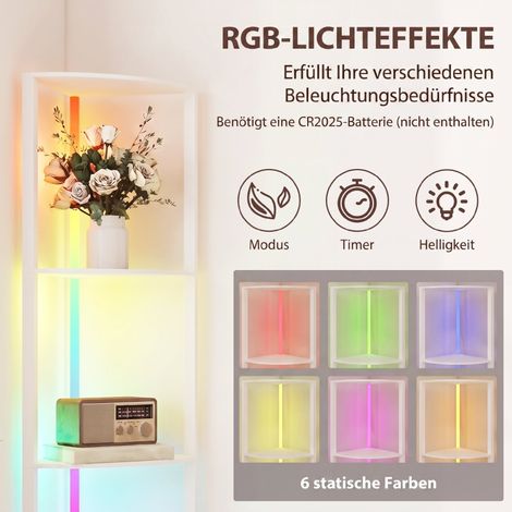 LED Stehlampe 5-stufige dimmbar Stehleuchte mit Regal,  RGB Farbwechsel, Fernbedienung (1/5)