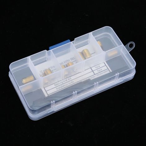 Kit 12 pièces M6x1 Réparation Filetage Taraud Autoforeur Insert Hélicoïdal Foret Installation Outil (1/5)