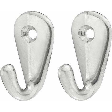 2x crochet aluminium chromé poli garde robe porte support torchon cuisine salle de bain meuble armoire placard à visser (1/2)