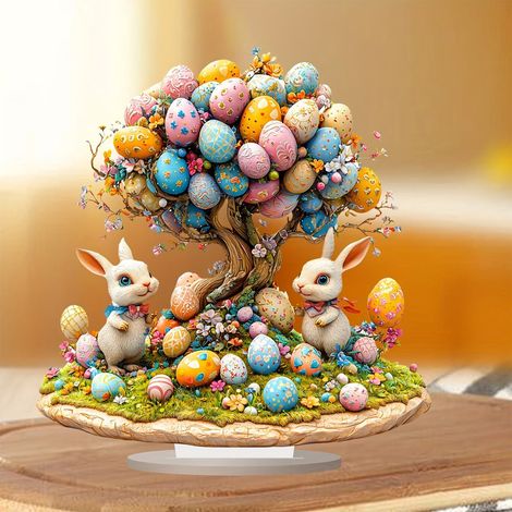 Arbre À Œufs De Pâques - Décoration Acrylique De Table - Pour Décor Festif Intérieur - 20 x 18 x 1 cm - 1 Pièce (1/5)
