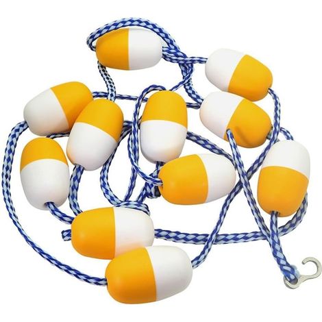 Corde de séparation de sécurité pour piscine - 5 m - Pour marquage de voie tressée - Avec crochets en acier inoxydable - Jaune et bleu (1/5)