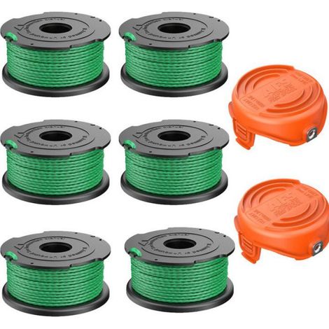 Bobine De Fil - 2 0mm - Pour Débroussailleuse - Lot De 6 Bobines + 2 Couvercles - Compatible GL7033 GL8033 GL9035 A6482