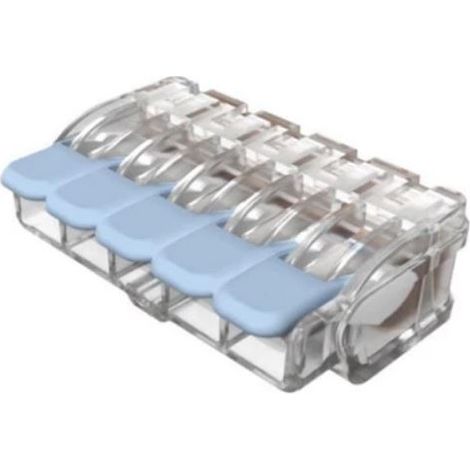 70085 Eur'ohm Borne De Connexion Rapide à Levier 5p Pour Fils Souples Et Rigides 0,2 à 6mm² - Boite De 15