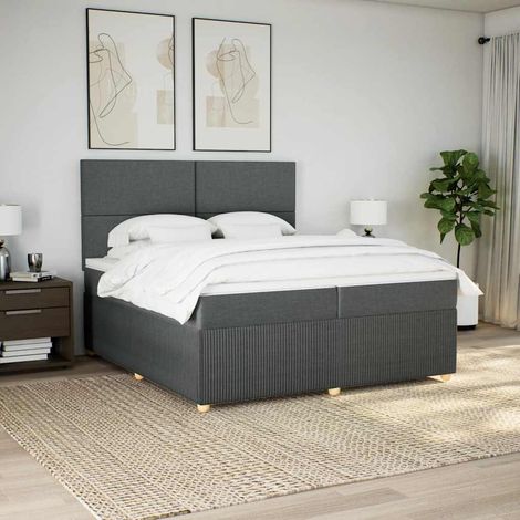 Boxspringbett mit Matratze Dunkelgrau 200x200 cm Stoff (1/5)