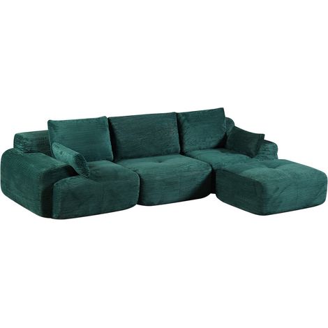 Canapé modulable 3-2-1 avec fonction lit, tissu côtelé (1/5)