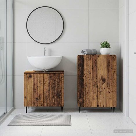 vidaXL 2 Piece Bathroom Cabinet Set ZWOLLE Old Wood Engineered Wood (1/5)