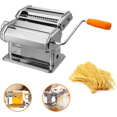 TolleTour Machine à pâtes manuelle en acier inoxydable, 9 réglages d'épaisseur, 2 lames, pour lasagne et tagliatelle, cuisine familiale