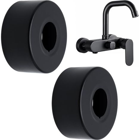 Lot de 2 Rosace Robinet Douche 25mm Cache Tuyau (Noir) (1/5)