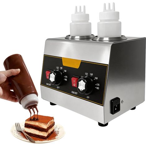 Chauffe Sauce électrique avec 2 Bouteilles de 600 ML 400W - Température Réglable 80-185°F - Acier Inoxydable - pour Sauce Chocolat, Beurre, Caramel et Confitures (1/5)