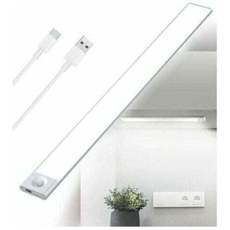 USB Rechargeable LED Kitchen Under Cabinet Light, Tri-Color Light, 2500mAh 40cm Dimmable Closet Lamp Motion Sensor LED Bar Wireless Rechargeable Battery Powered PIR Sensor Light for Stairs (1/4)