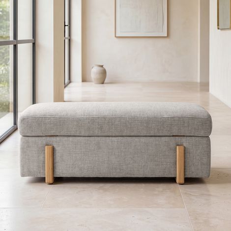 Wahson Panca Contenitore in Ciniglia 110×46,5×45 cm, Cassapanca 70L con 2 Cerniere Capacità di Carico di 300lbs per Soggiorno/Letto/Corridoiom, Grigio