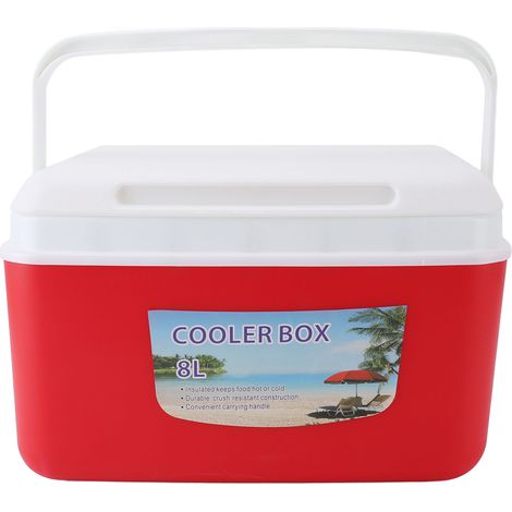 Tragbare Kühlbox mit 8 Litern Fassungsvermögen, effektive Wärmeisolierung zum Warm- und Kalthalten von Getränken, robuste Kühlbox, ideal für Camping, Picknicks, Strandgetränke, Angeln, rote Farbe. (1/5)
