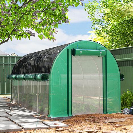 Invernadero de Túnel 4,5x2x2 m con Cubierta PE 140 g/m² Paredes Laterales Enrollables 8 Ventanas y 2 Puertas Verde (1/5)