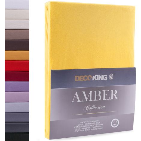 DecoKing Lenzuolo sotto con Angoli Elasticizzati 100% Jersey in Cotone, Amber Collection, 160x200-180x200 cm, Arancione Chiaro (1/4)