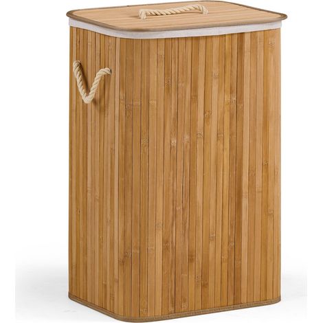 Wäschekorb / Wäschesammler Falster 72 L Bambus braun 1 Fach hjh LIVING (1/4)