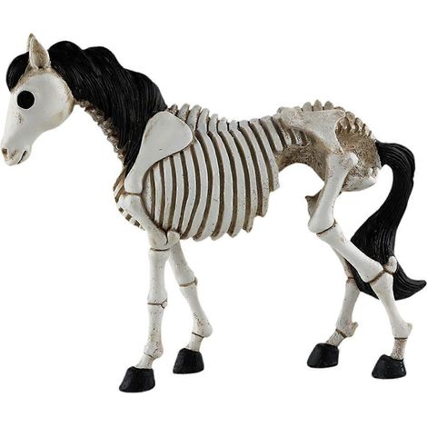 Statue de cheval squelette en résine, décoration d'Halloween pour bureau, entrée ou cheminée. (1/4)