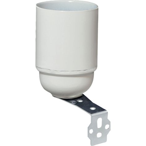 Tibelec – Douille lisse E27 blanche en bakélite – Support équerre pour luminaires – Installation sur hublot, applique ou plafonnier (1/2)