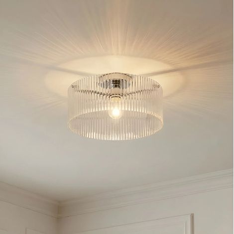 [GEBRAUCHT] B-Ware Meritt Deckenleuchte Deckenlampe LED Lampe Leuchte chrom klar Ø40cm Glas (1/2)