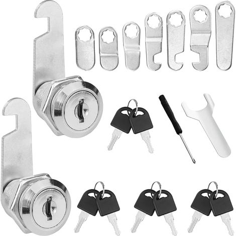 2 x 16 mm letterbox locks with 4 keys, furniture locks, with 7 different lock plates, lever lock, letter lock (1/5)