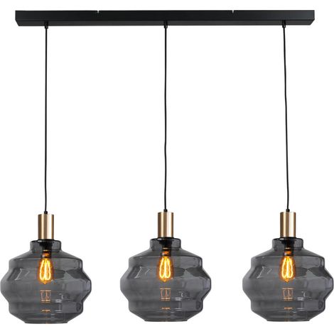 Lampe suspendue 3 lumières - dorée - Porto avec verres à fumée Ball - Ø 30cm - 2711-05-02-100-3-4 (1/3)