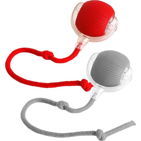 Interaktiver automatischer Ball für Hunde und Chat, intelligentes elektrisches Spielzeug 360° (Rot + Grau)