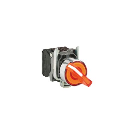 Harmony XB4 - bouton à manette lum - Ø22 - 2 pos fix - orange - 1O+1F - 230V - XB4BK125M5