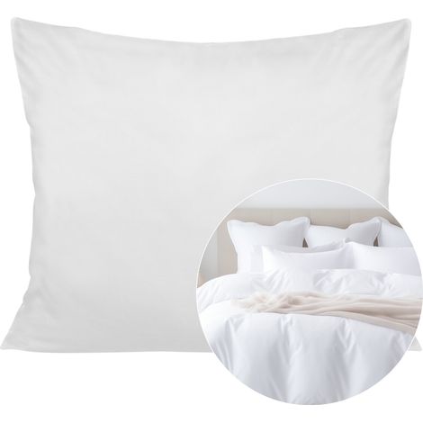 Taie d'oreiller en satin de coton 50x70, blanche unie (1/5)