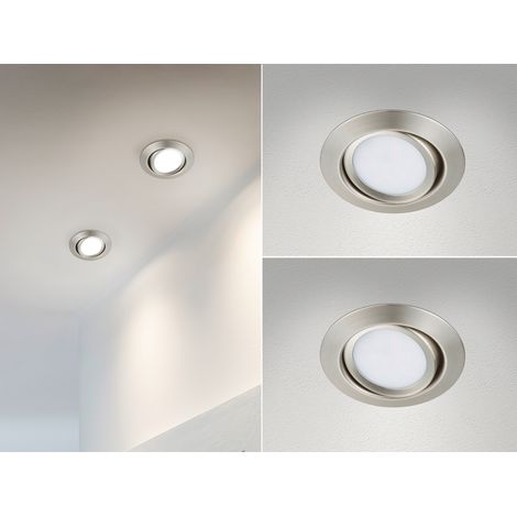 Runder LED Einbaustrahler Decke Doppelpack schwenkbar Silber matt 5 Watt (1/5)