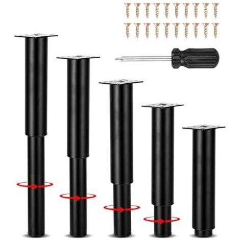 5pcs Universel Pieds de Lit Réglable,Pied Reglable pour 18-34cm avec vis et Tournevis,Pied pour Sommier Liaison Pied de Support de Lit Pieds,Pieds Table Basse,Pieds de pour Canapé (1/5)