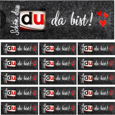 16 confezioni regalo per cioccolatini, "Sono così felice che tu sia qui", custodie in feltro per cresime, matrimoni, battesimi e Natale (1/5)