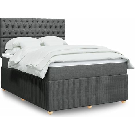 Cama box spring con colchón tela gris oscuro 160x200 cm vidaXL (1/5)