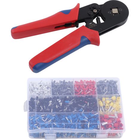 Pince à sertir professionnelle 1800 pièces avec embouts en cuivre et PVC, acier au carbone, plage 0,25 à 10 mm², kit complet pour câblage électrique (1/5)