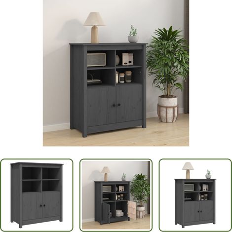 vidaXL Holz Kommode - Sideboard Grau 83x41,5x100 cm Massivholz Kiefer (1/5)
