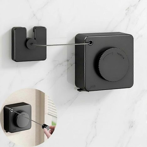 Étendoir à linge rétractable ultra-résistant (charge maximale de 20 kg), fil à linge en acier inoxydable de 4,2 m, fixation murale pour l'intérieur et l'extérieur. (1/5)