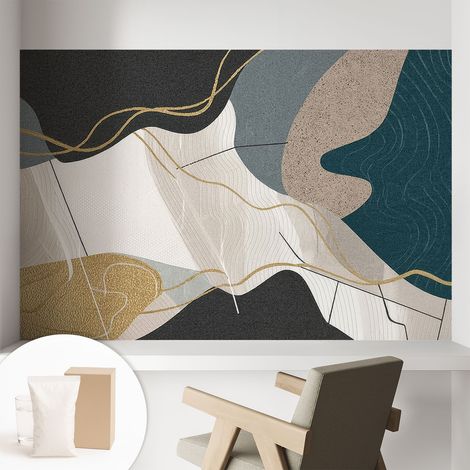 Papier peint décoratif avec colle pour salon, chambre à coucher et bureau – Design moderne et facile à poser Formes abstraites 104x70 cm